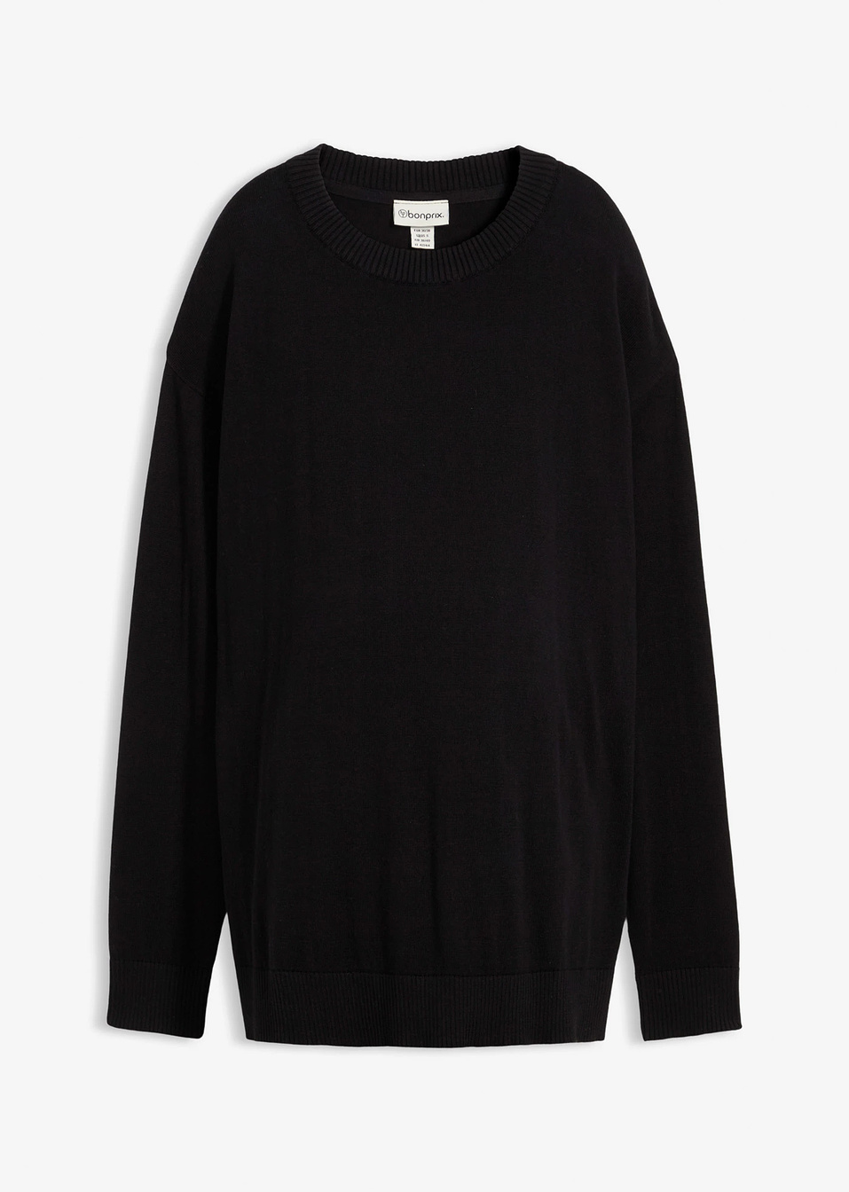 Мек пуловер за бременни с цепки за кърмене от био памук-Черно-bonprix