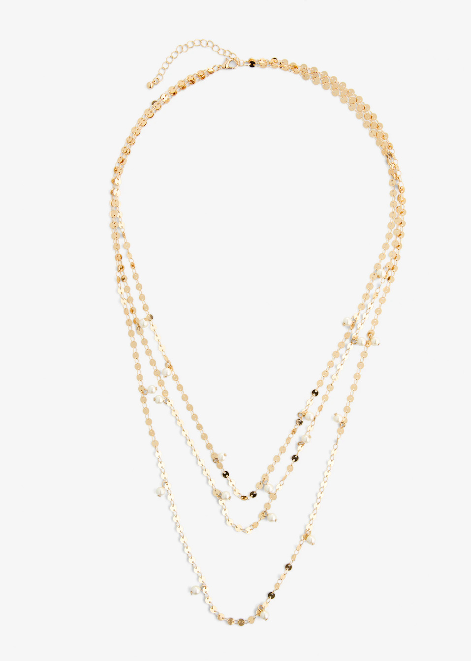 Κολιέ με πολλές σειρές-Χρυσαφί/Λευκό περλέ-bonprix