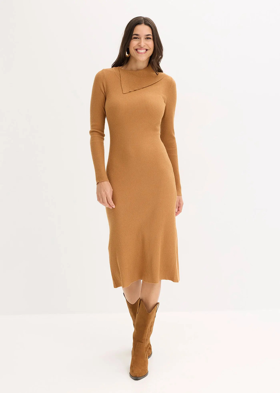 Πλεκτό φόρεμα από χυτή σύμμεικτη βισκόζη-bonprix