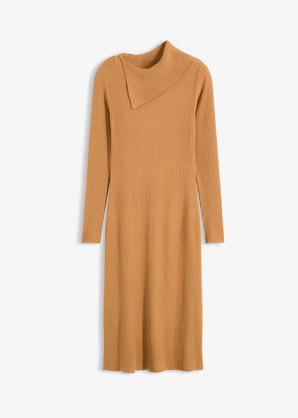 Плетена рокля от струяща се смесена вискоза-Тъмно кафяво-bonprix