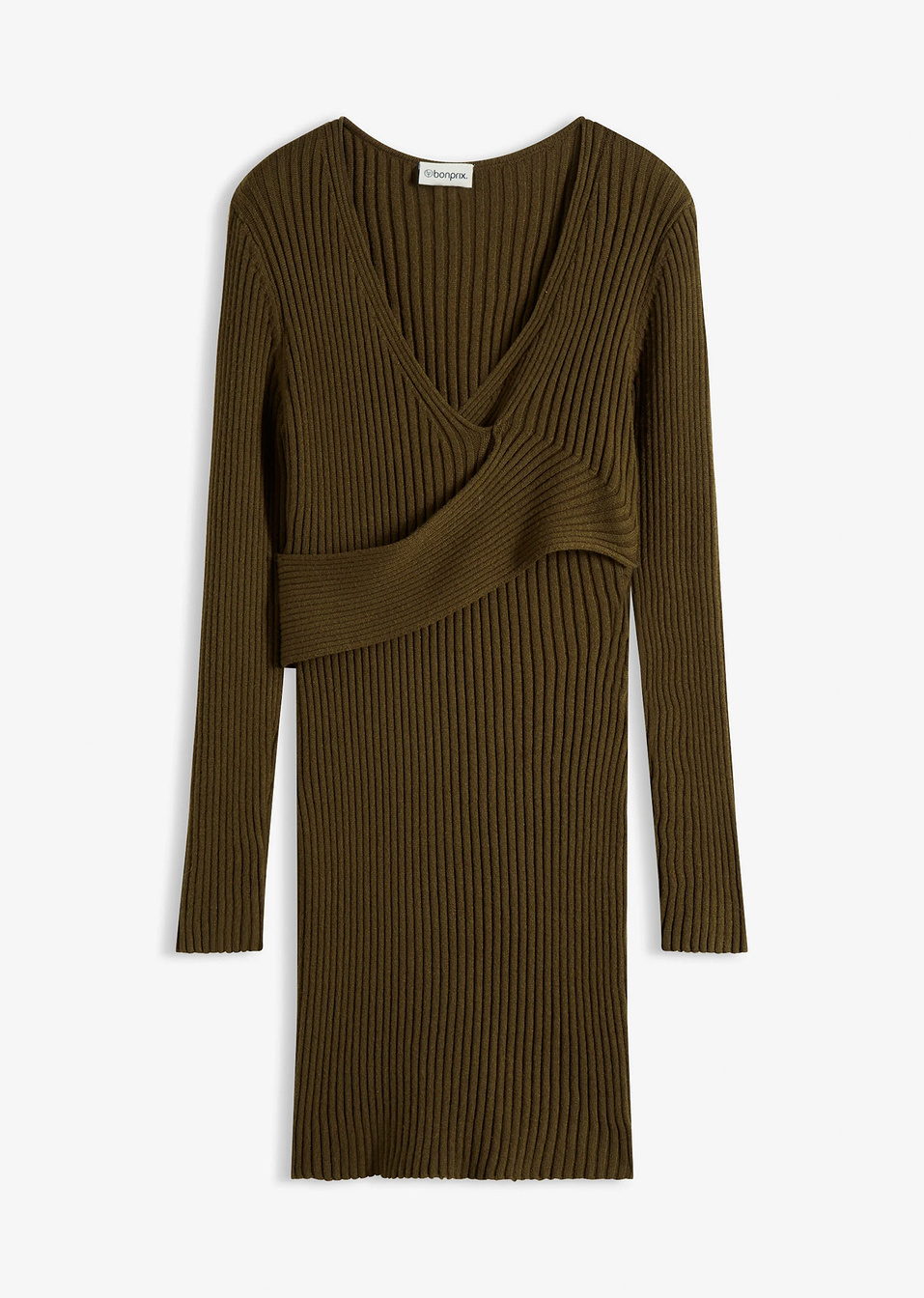 Πλεκτό φόρεμα από σύμμεικτη βισκόζη-Πράσινο λαδί-bonprix