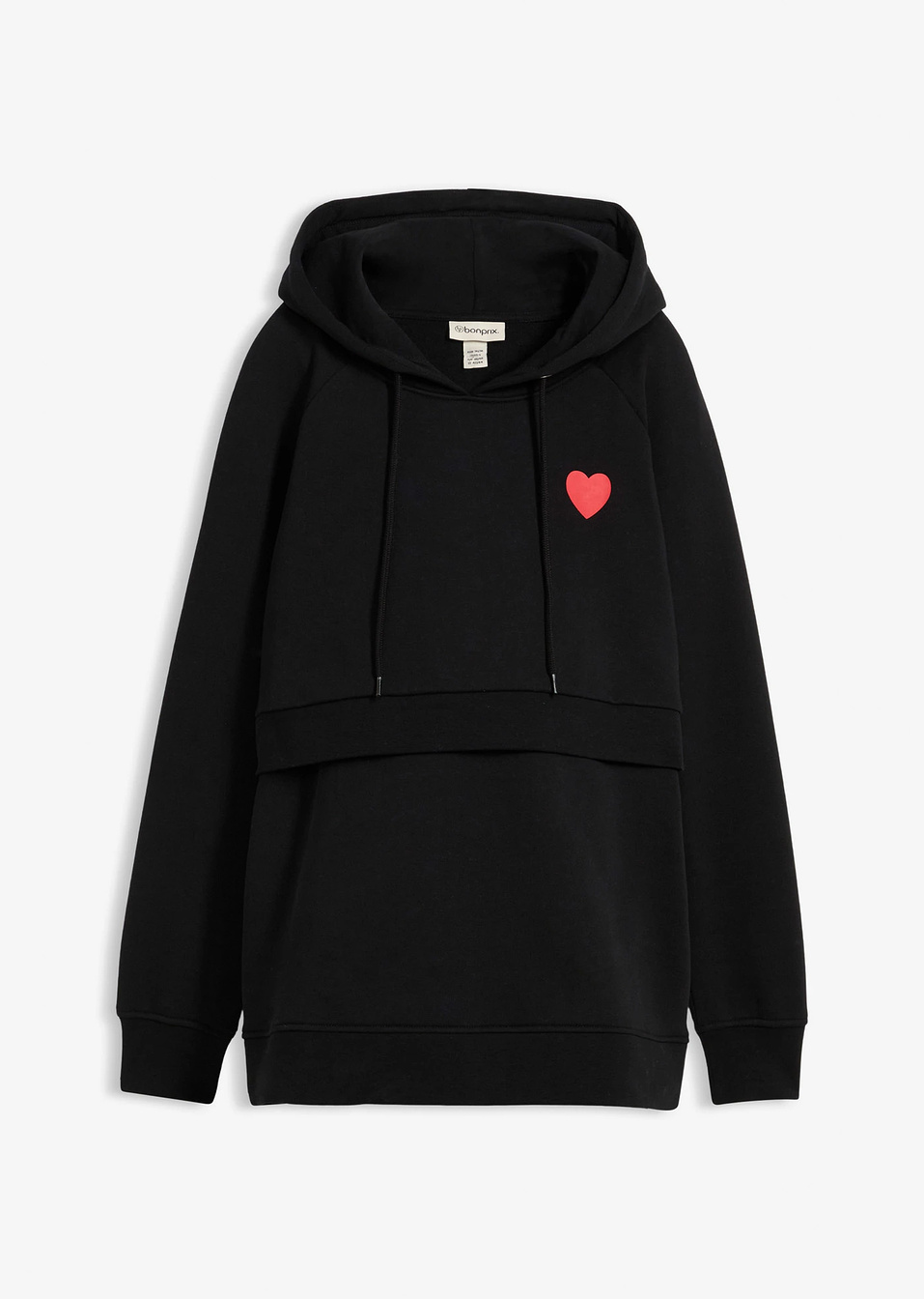 Φούτερ εγκυμοσύνης και θηλασμού 2-σε-1 από βιολογικό βαμβάκι-Μαύρο/Φραουλί-bonprix