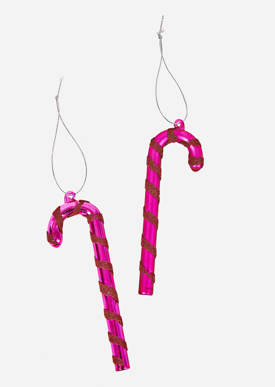 Висяща декорация с форма на захарни бастунчета (опаковка с 2 бр.)-Фуксия/Червено-bonprix
