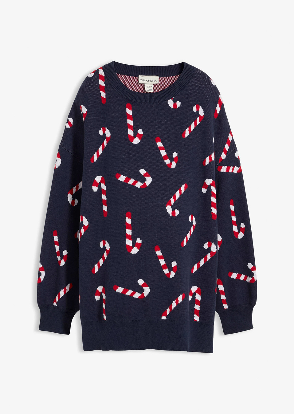 Πουλόβερ εγκυμοσύνης και θηλασμού-Μπλε σκούρο/Κόκκινο της ντομάτας/Λευκό-bonprix