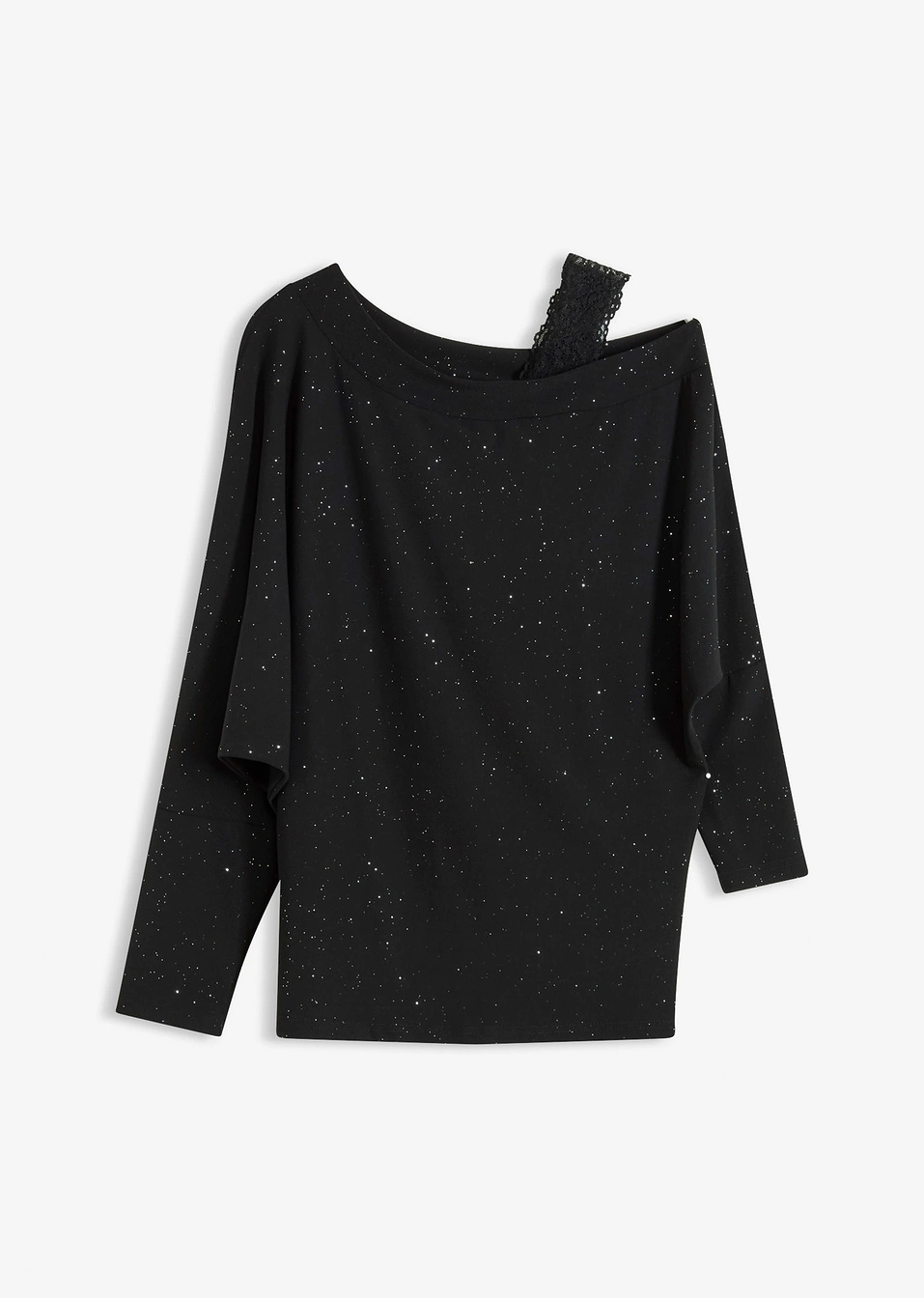 Μπλούζα με έναν ώμο-Μαύρο-bonprix