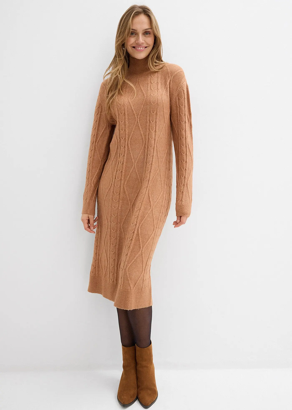 Πλεκτό φόρεμα με πλέξη κοτσίδα-bonprix