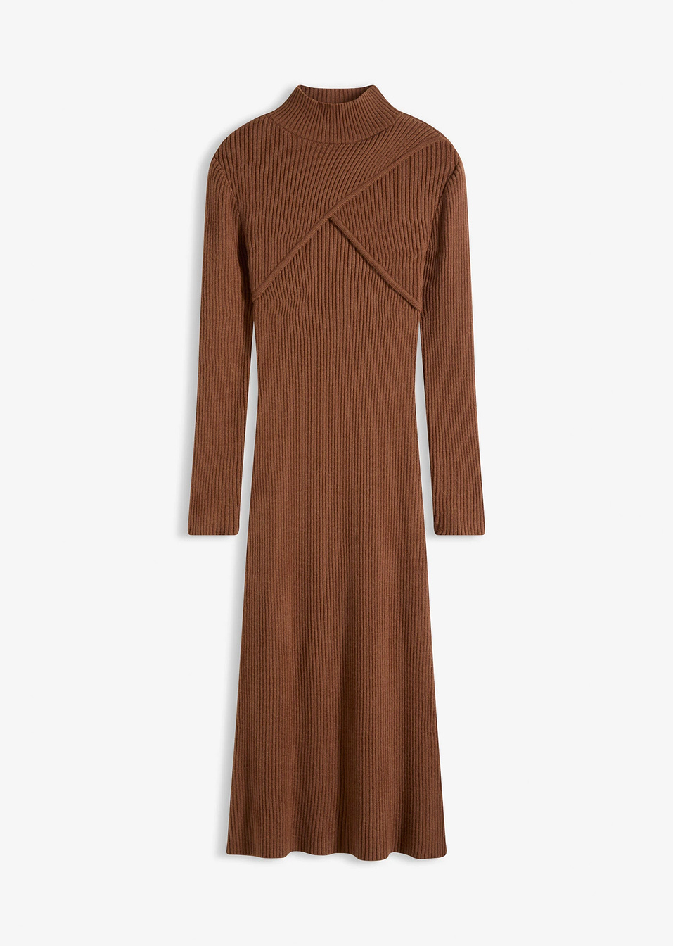 Πλεκτό φόρεμα από μαλακή σύμμεικτη βισκόζη-Καφέ του πιπεριού-bonprix