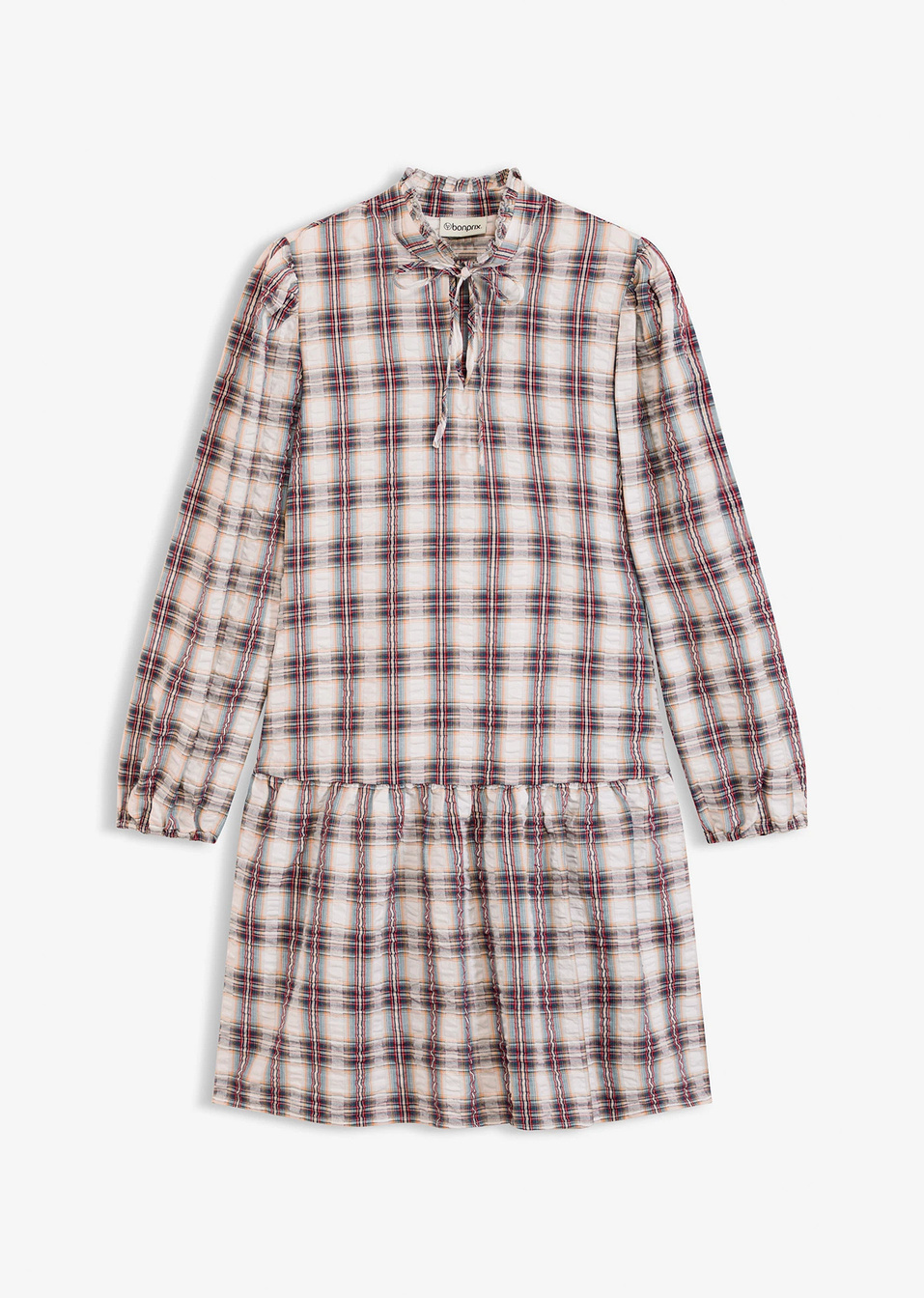 Φόρεμα oversized-Λευκό περλέ/Μπλε του μελανζιού/Κόκκινο της λάβας/Χακί ανοιχτό-bonprix