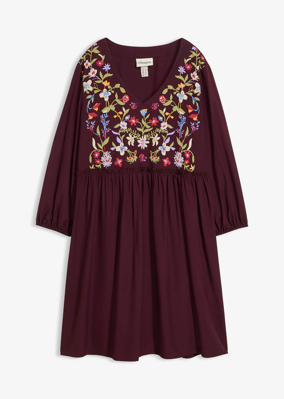 Φόρεμα τουνίκ από χυτή βισκόζη-Μπορντό-bonprix