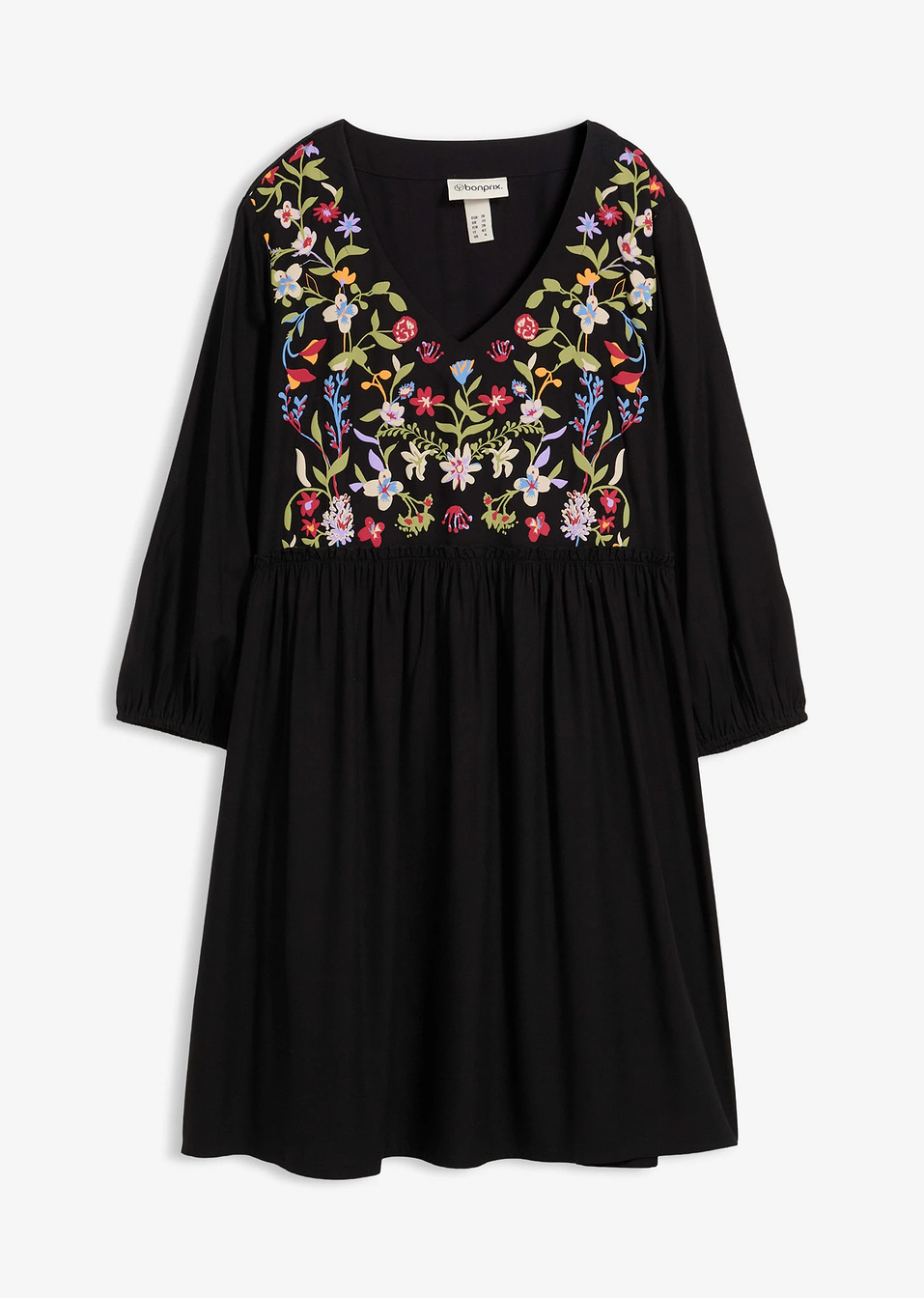 Φόρεμα τουνίκ από χυτή βισκόζη-Μαύρο-bonprix