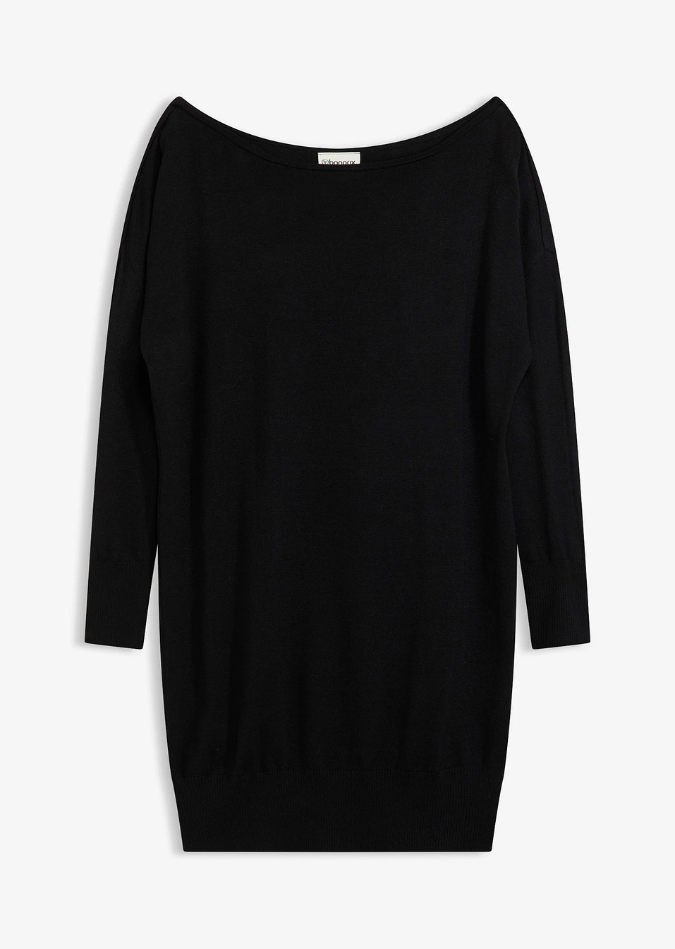 Πλεκτό φόρεμα με έναν ώμο-Μαύρο-bonprix