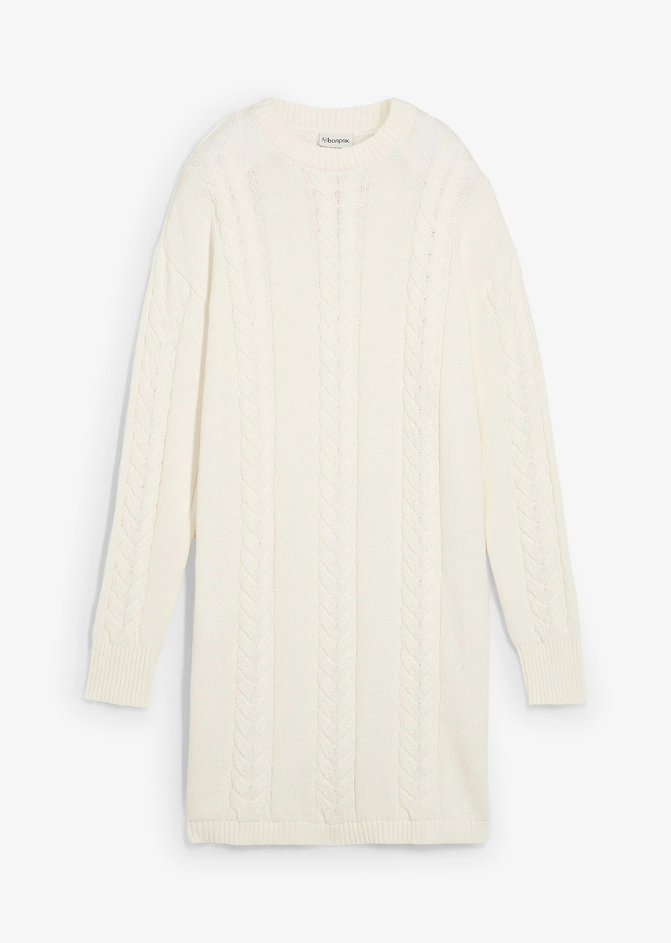 Плетена рокля от чист памук-Кремаво бяло-bonprix