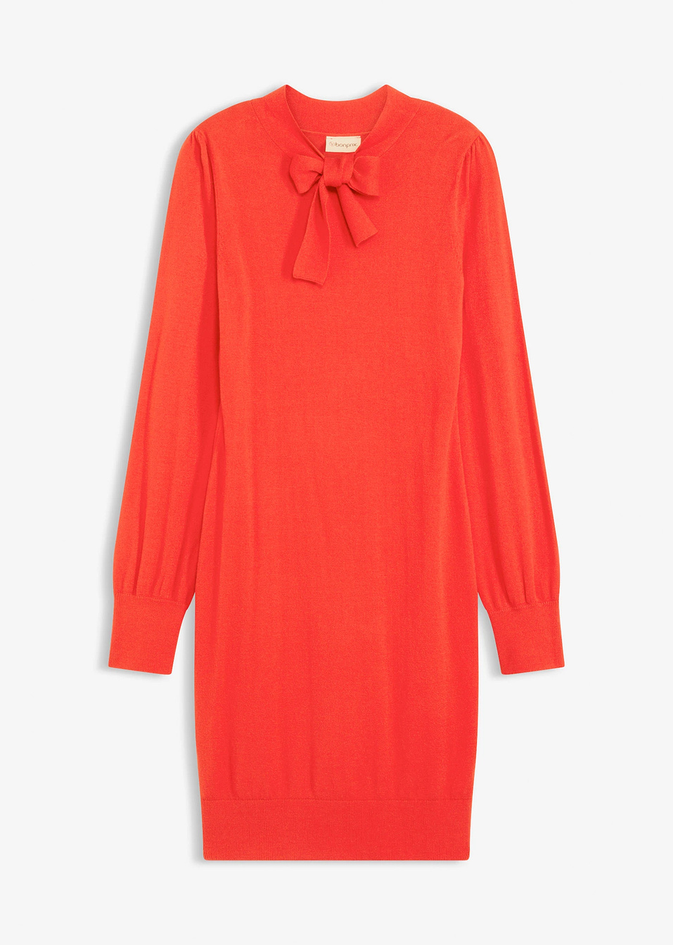Χυτό πλεκτό φόρεμα από σύμμεικτη βισκόζη-Κόκκινο-bonprix