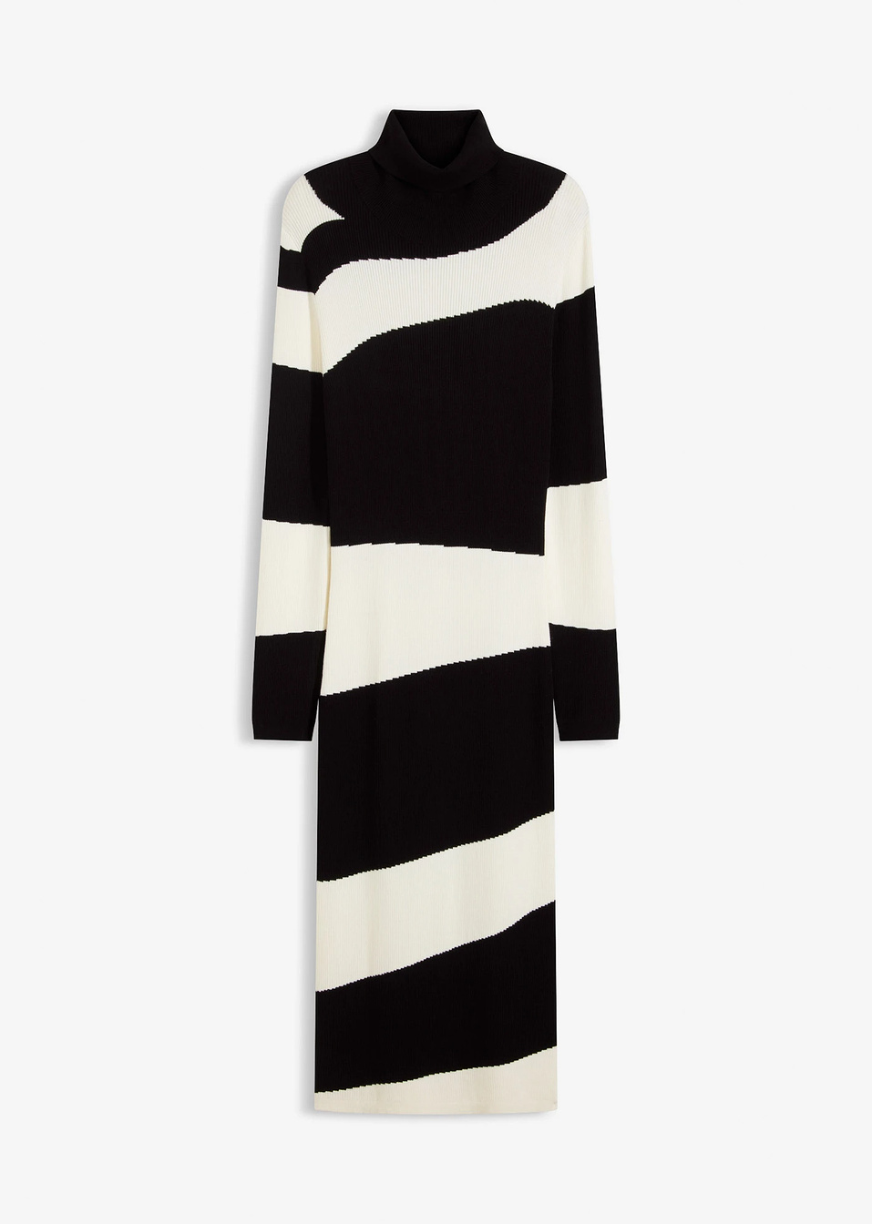 Плетена рокля-Черно/Бяло-bonprix
