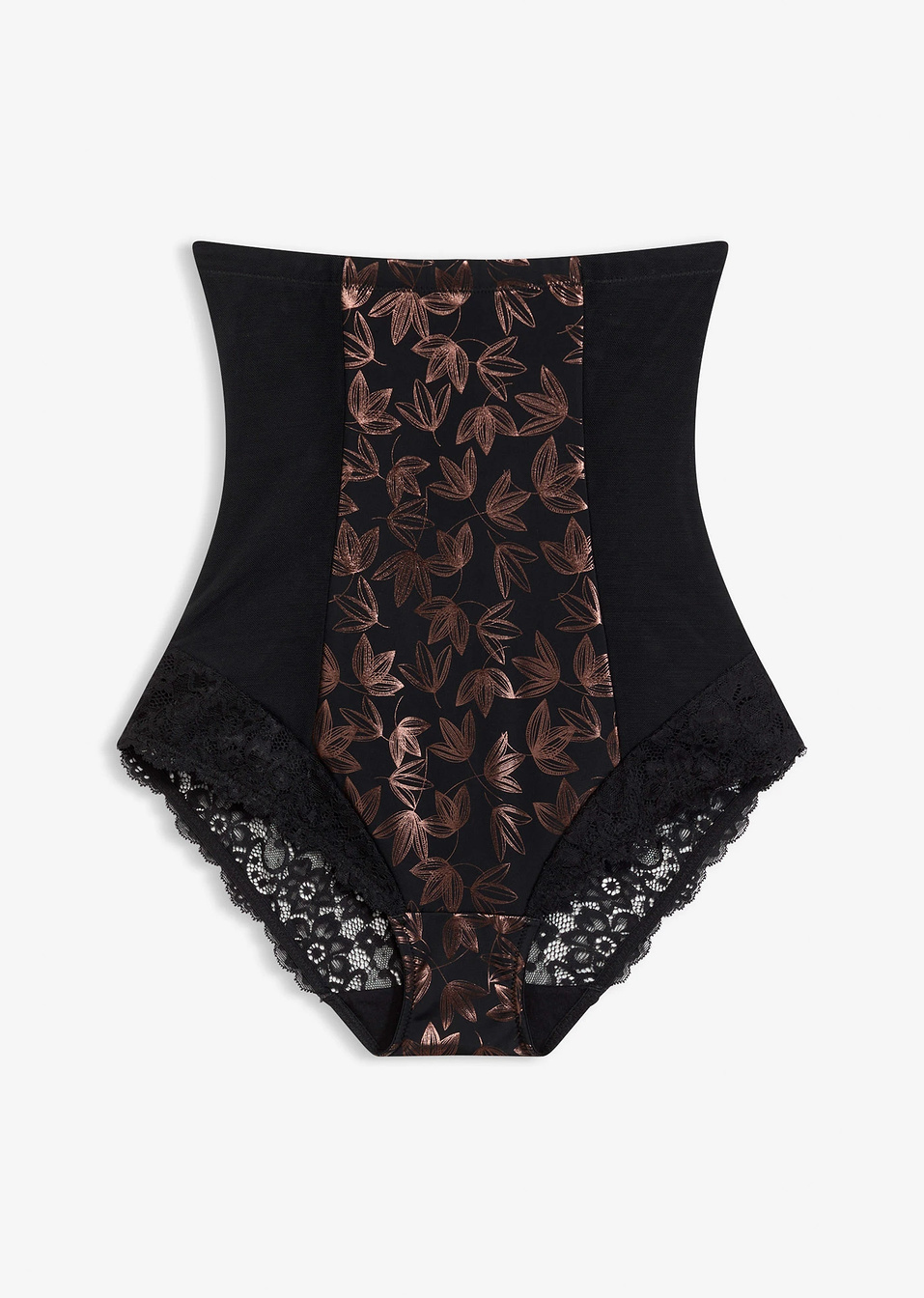 Ψηλόμεσο σλιπ σύσφιγξης με δυνατό αποτέλεσμα σμίλευσης, ελαφρώς γυαλιστερό-Μαύρο/Του χαλκού-bonprix