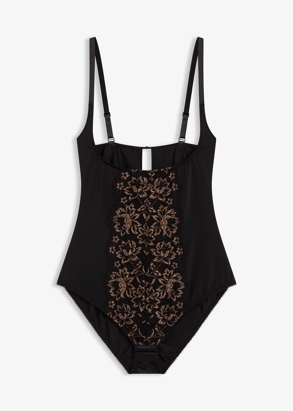 Κορμάκι που σμιλεύει με ελαφρύ αποτέλεσμα σμίλευσης και νήμα glitter-Μαύρο/Του χαλκού-bonprix