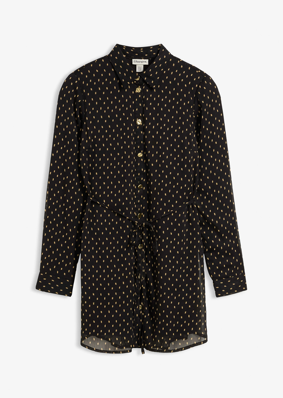 Риза за бременни 2 в 1 от шифон-Черно/Тъмно жълто-bonprix