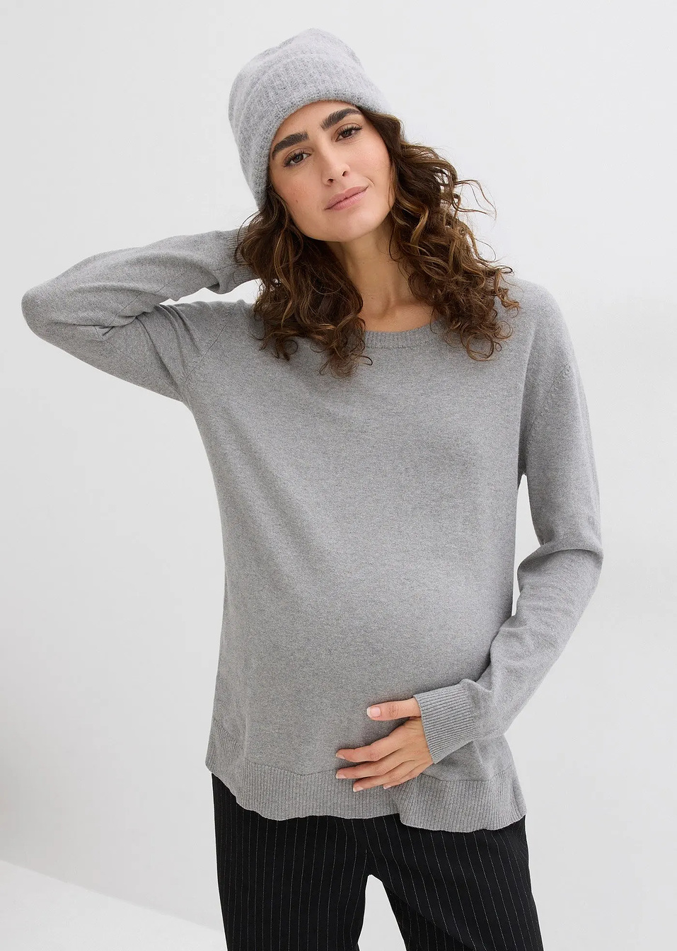 Σετ 2-σε-1 από βαμβακερό νήμα με πουλόβερ εγκυμοσύνης και τοπ θηλασμού-bonprix