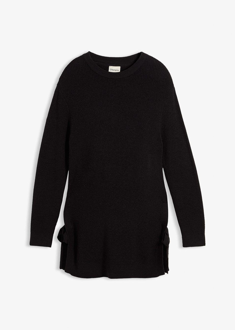 Памучен пуловер за бременни и кърмещи майки с вълна-Черно-bonprix