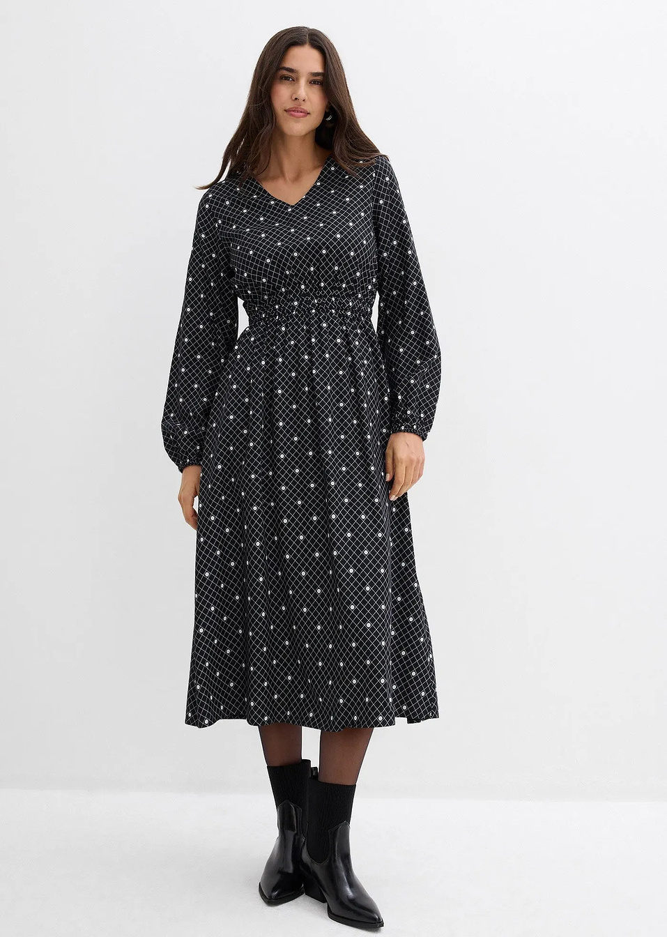 Μακρύ φόρεμα από χυτή βισκόζη-bonprix