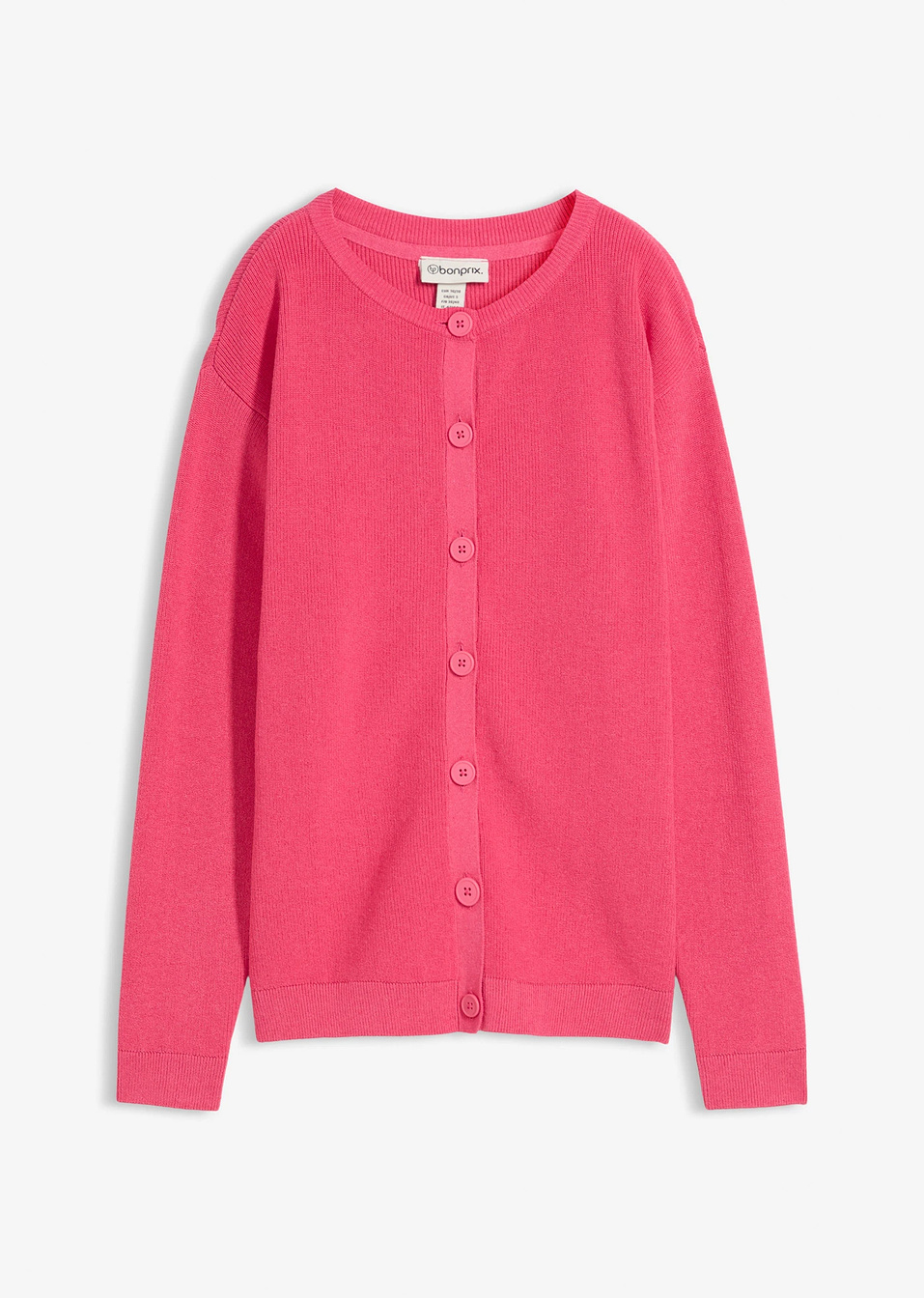 Ζακέτα χωρίς γιακά από λεπτό νήμα-Φούξια σκούρο-bonprix