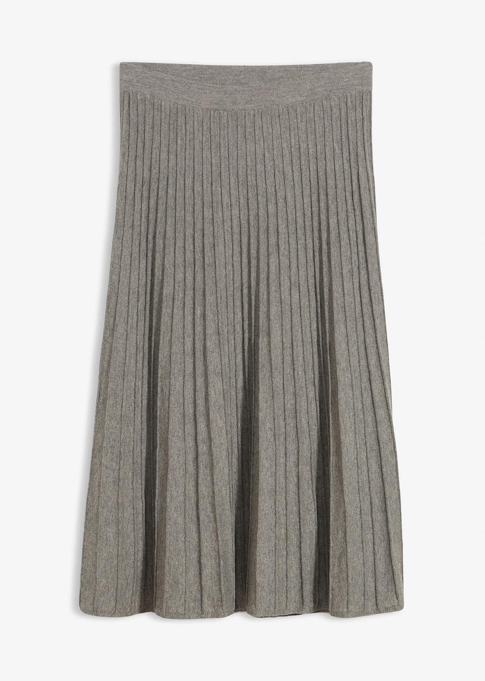 Πλεκτή φούστα με μαλλί μερινό-Γκρι μελανζέ-bonprix