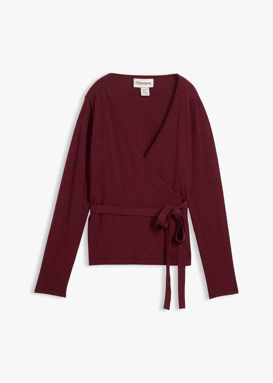 Κρουαζέ ζακέτα με μαλλί μερινό-Του μούρου σκούρο-bonprix