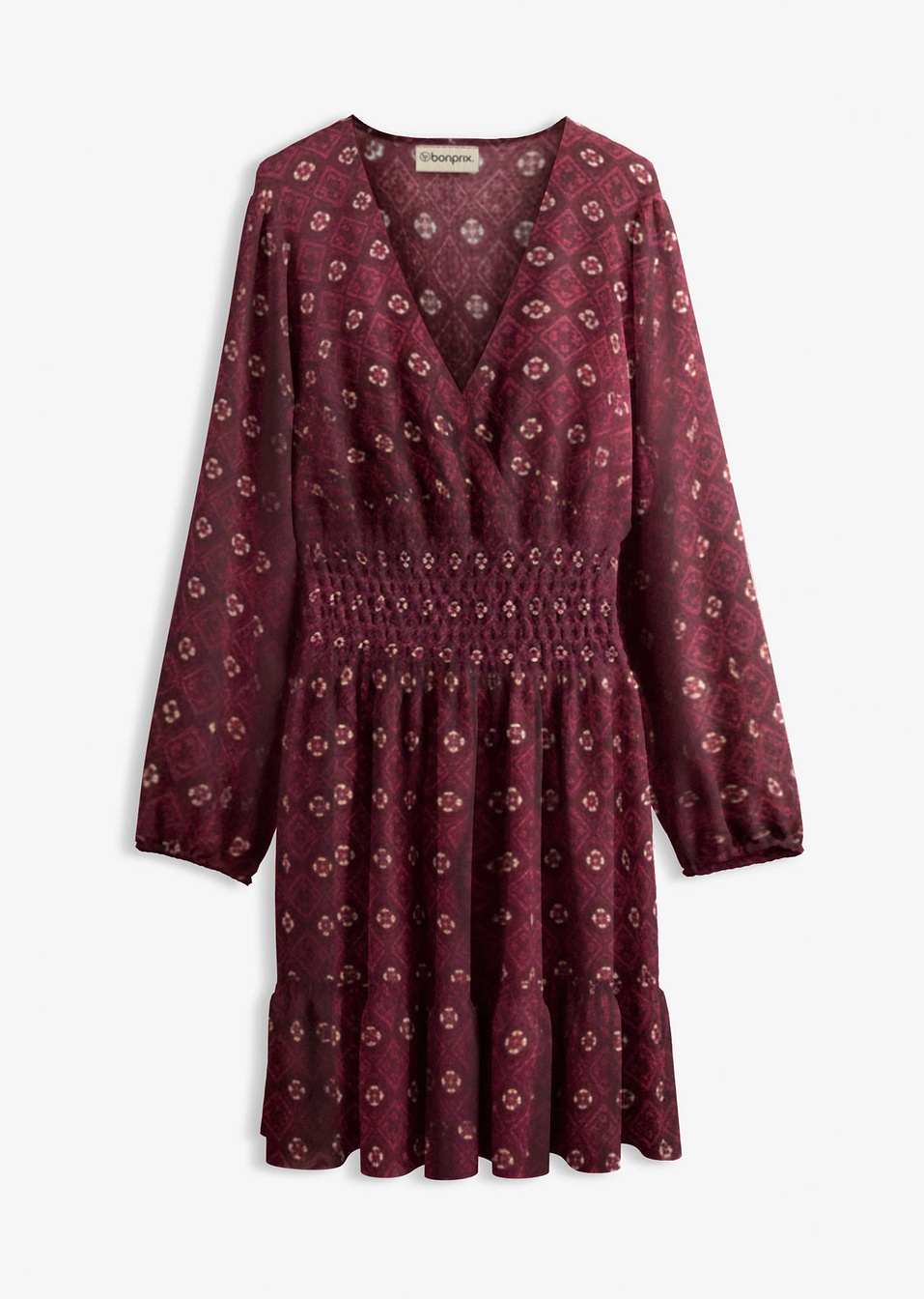 Μίνι φόρεμα από χυτή βισκόζη-Μπορντό-bonprix