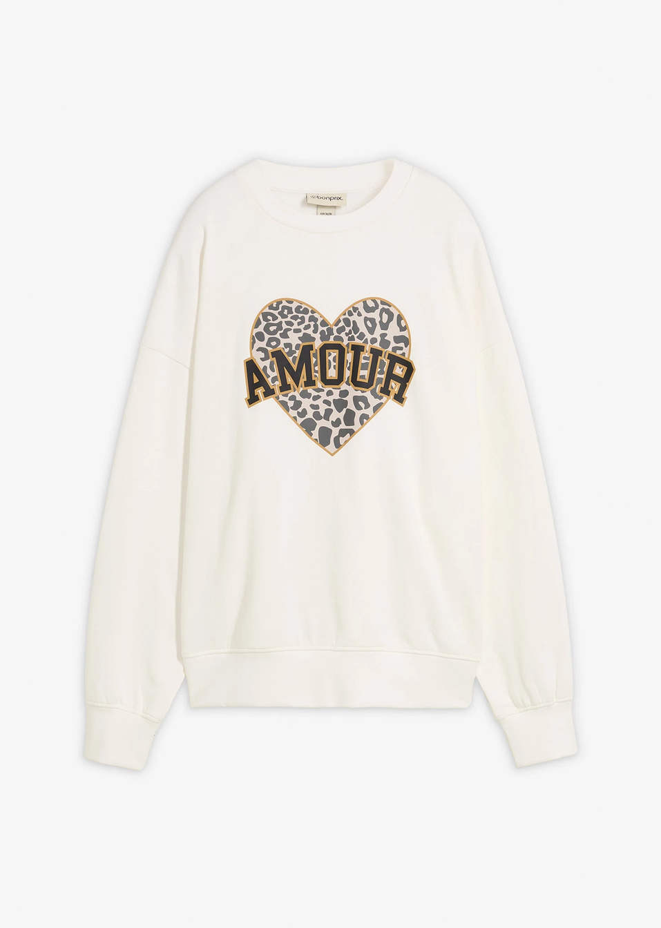 Φούτερ oversized από σύμμεικτο βαμβάκι-Λευκό κρεμ-bonprix