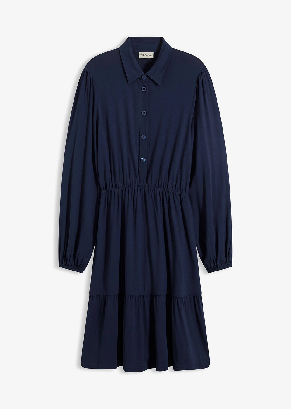 Φόρεμα ζέρσεϊ από σύμμεικτη βισκόζη-Μπλε σκούρο-bonprix