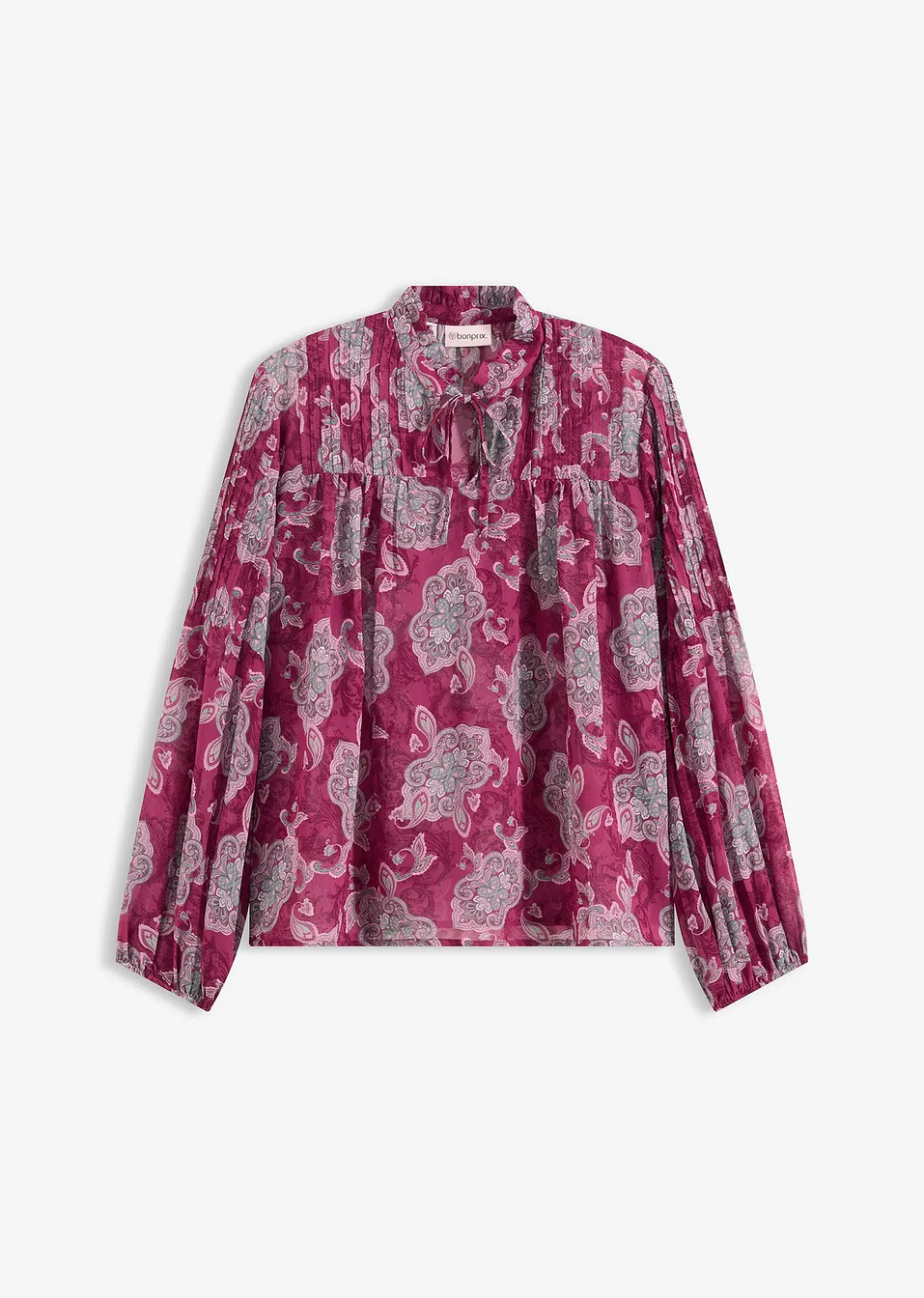 Τουνίκ από σιφόν με μοτίβο paisley-Φούξια σκούρο/Πράσινο της μέντας/Μωβ ανοιχτό-bonprix