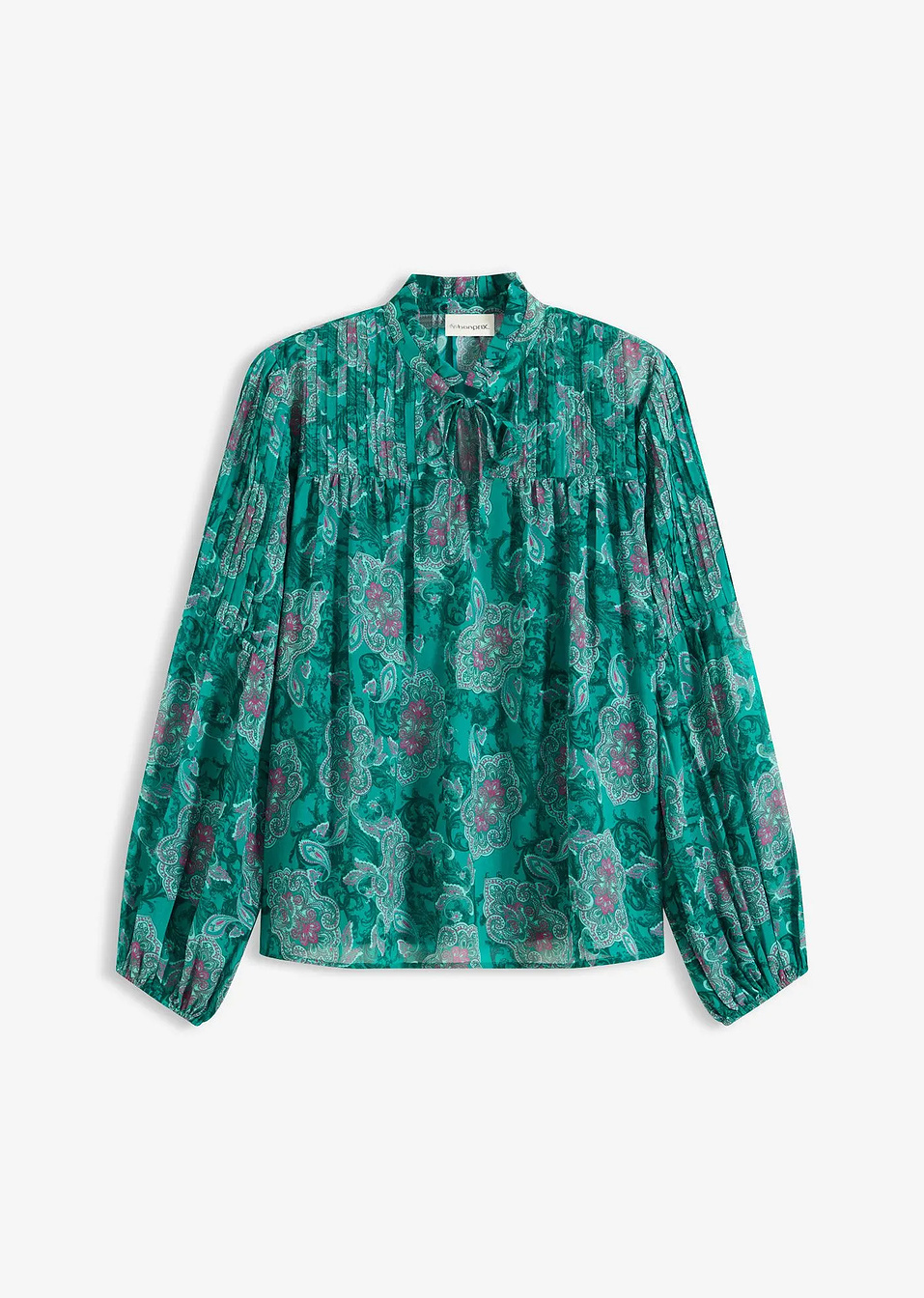 Τουνίκ από σιφόν με μοτίβο paisley-Πράσινο σμαραγδί/Πράσινο θαλασσί/Φούξια σκούρο-bonprix