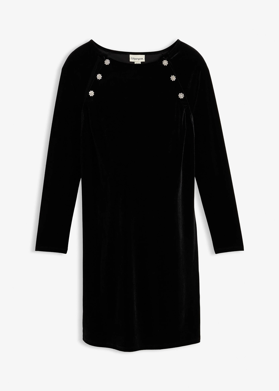 Φόρεμα εγκυμοσύνης και θηλασμού 2-σε-1 από μαλακό βελούδο-Μαύρο-bonprix