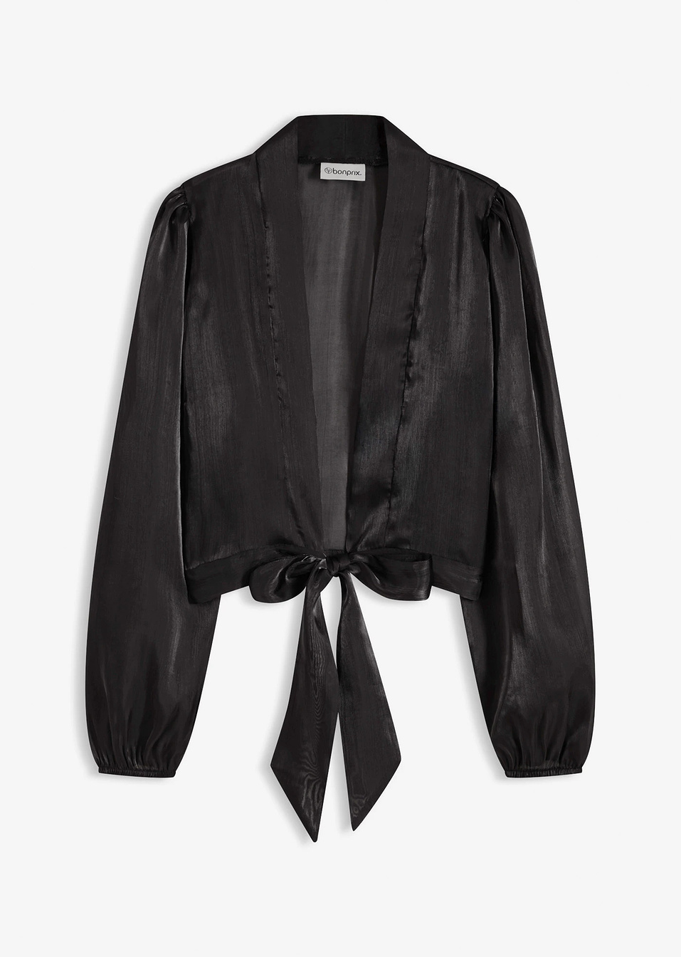 Болеро от лъскав тюл с балон ръкави-Черно-bonprix